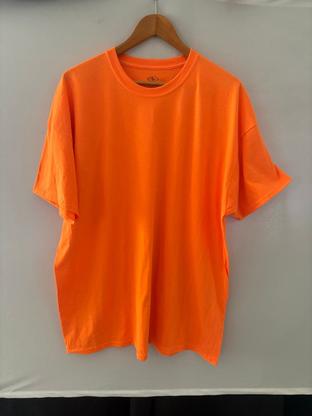 Athletic Works Men's Safety Orange T-Shirt 2XL Blank Crew Neck Cotton Blend Tee